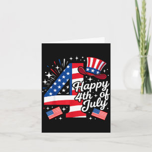 Cartão Feliz 4 de julho bandeira americana patriótica 4 d