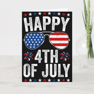 Cartão Feliz 4 de Julho Bandeira dos EUA Camiseta America