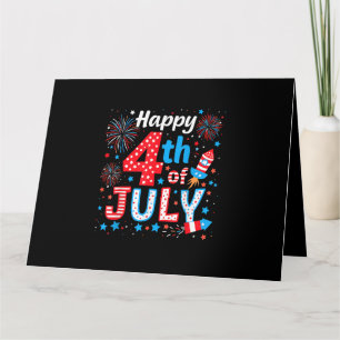 Cartão Feliz 4 de Julho Bandeira Patriótica Americana EUA