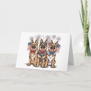 Cartão Feliz 4 De Julho De Cães German shepherd