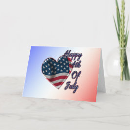 Cartão Feliz 4 de julho do USA Flag Heart