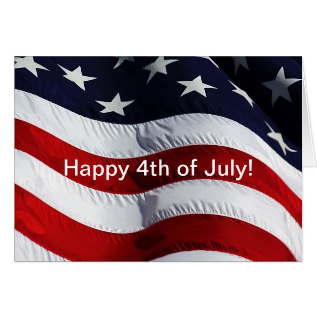 Cartão Feliz 4 de julho! Indicador Americano Personalizáv (Frente Horizontal)