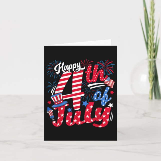 Cartão Feliz 4 De Julho Nos Estados Unidos Bandeira Ameri (Frente)
