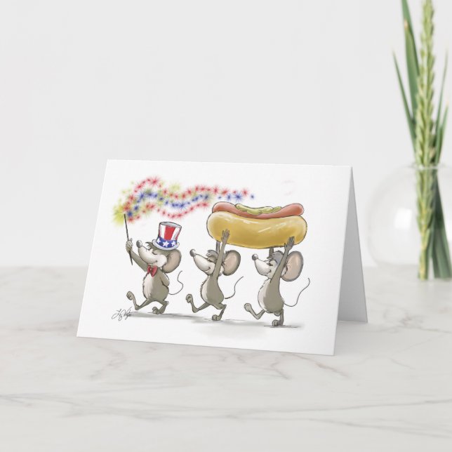 Cartão Feliz 4 de julho para Mac & Moe (Frente)