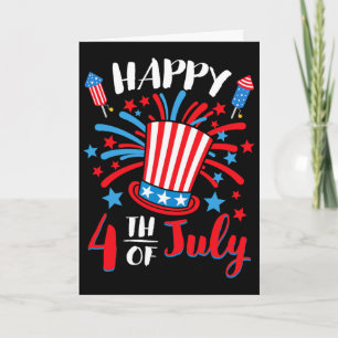 Cartão Feliz 4 de Julho Patriótico Americano Bandeira dos