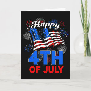 Cartão Feliz 4 de Julho Patriótico Americano Bandeira dos