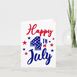 Cartão Feliz 4 de Julho Patriótico Americano Bandeira dos