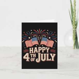 Cartão Feliz 4 de Julho Patriótico Bandeira Americana 4 d