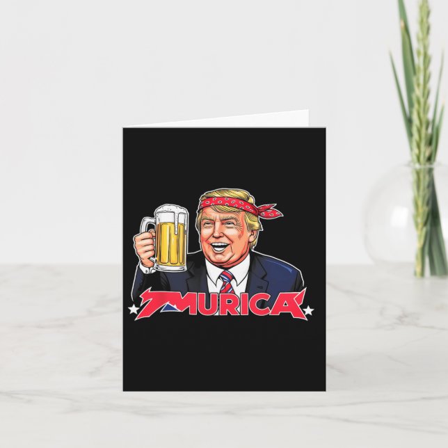 Cartão Feliz 4 de Julho Trump Bandeira Americana Merica T (Frente)