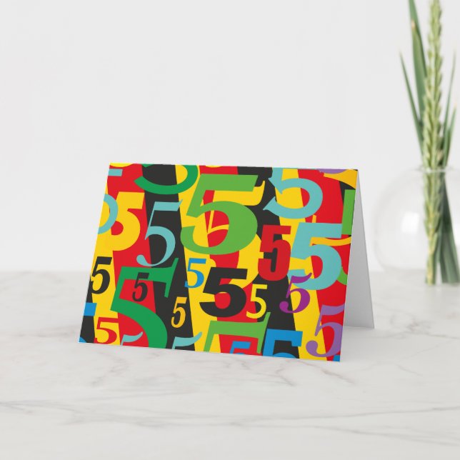 Cartão Feliz 5º Aniversário, 55º Aniversário, #5 Padrão (Frente)