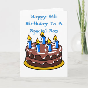 Cartão Feliz 5º Aniversário Para um Filho Especial Bolo d