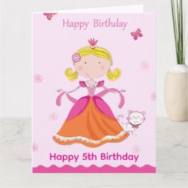 Cartão Feliz 5º Aniversário Princesa