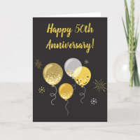 Feliz 50º aniversário de casamento Balões Dourados