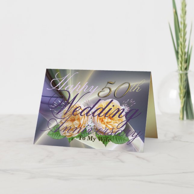 Cartão Feliz 50º aniversário do casamento com a minha esp (Frente)