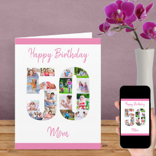 Cartão Feliz 50º Aniversário Mamãe Colagem de Fotos Númer