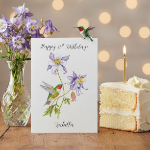 Cartão Feliz 51º Aniversário Columbine com Beija-flor