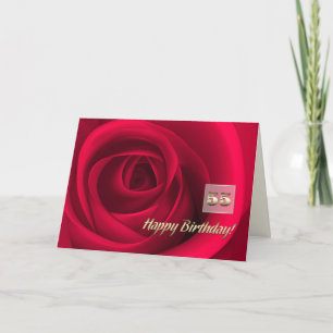 Cartão Feliz 55º aniversário. Rosa vermelha elegante