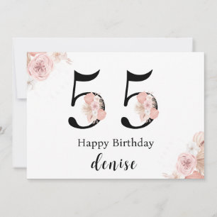 Cartão Feliz 55.o aniversário personalizado