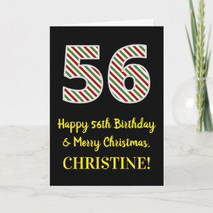 Cartão Feliz 56º Aniversário & Feliz Natal, Nome Personal