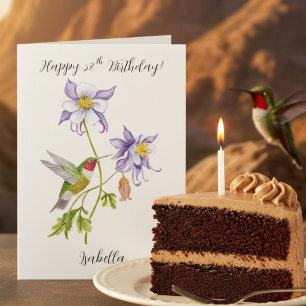Cartão Feliz 58º Aniversário Columbine com Beija-flor