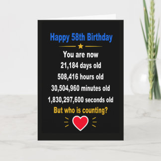 Cartão Feliz 58º Aniversário Presentes engraçados para ma