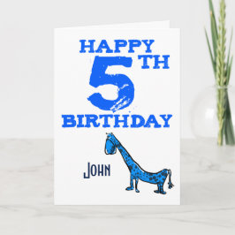 Cartão Feliz 5 de aniversário do dinossauro - rapazes
