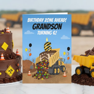 Cartão Feliz 6º Aniversário Neto Caminhão Basculante