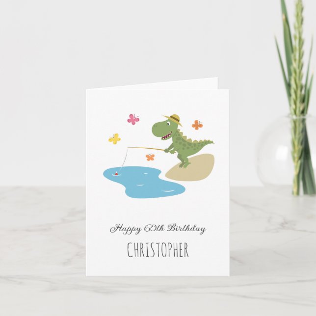 Cartão Feliz 60.º Aniversário da Pesca de Dinossauros (Frente)