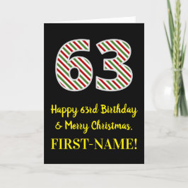 Cartão Feliz 63º Aniversário e Feliz Natal, Nome Personal