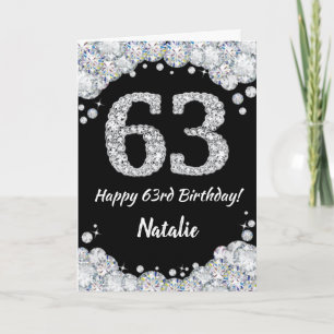 Cartão Feliz 63.º Aniversário - Placa Luminosa Preta e Pr
