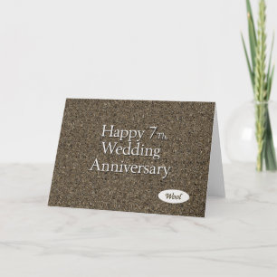 Cartão Feliz 7º. Aniversário de Casamento de Lã