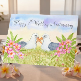 Cartão Feliz 7º Aniversário de Casamento Laysan Albatross