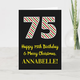 Cartão Feliz 75º aniversário e feliz Natal, nome personal