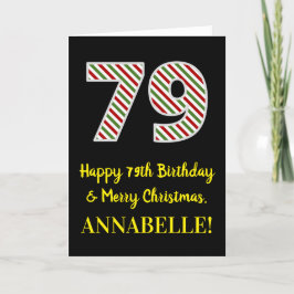 Cartão Feliz 79º aniversário e Feliz Natal, Nome Personal