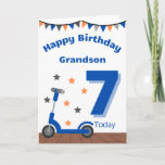 Cartão Feliz 7 Birthday Grandson<br><div class="desc">Um cartão de aniversário colorido para qualquer neto de 7 anos!</div>