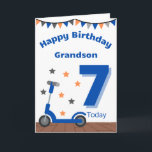 Cartão Feliz 7 Birthday Grandson<br><div class="desc">Um cartão de aniversário colorido para qualquer neto de 7 anos!</div>