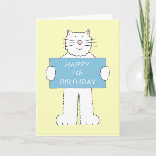 Cartão Feliz 7 de Aniversário Gato de Cartoons