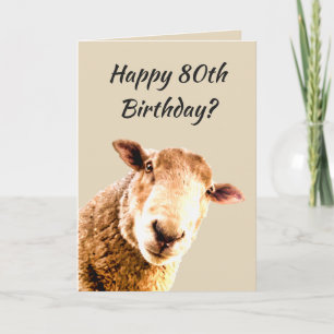 Cartão Feliz 80 Aniversário Engraçado Humor Animal Ovin