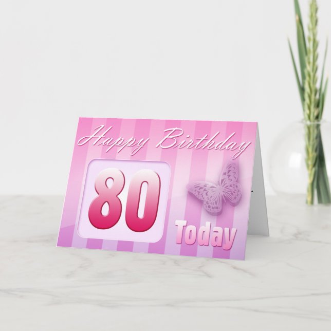 Cartão Feliz 80 Aniversário Grande Mãe Excelente Tia Mãe (Frente)