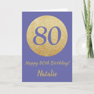 Cartão Feliz 80 Birthday Muito Peri e Dourada Glitter