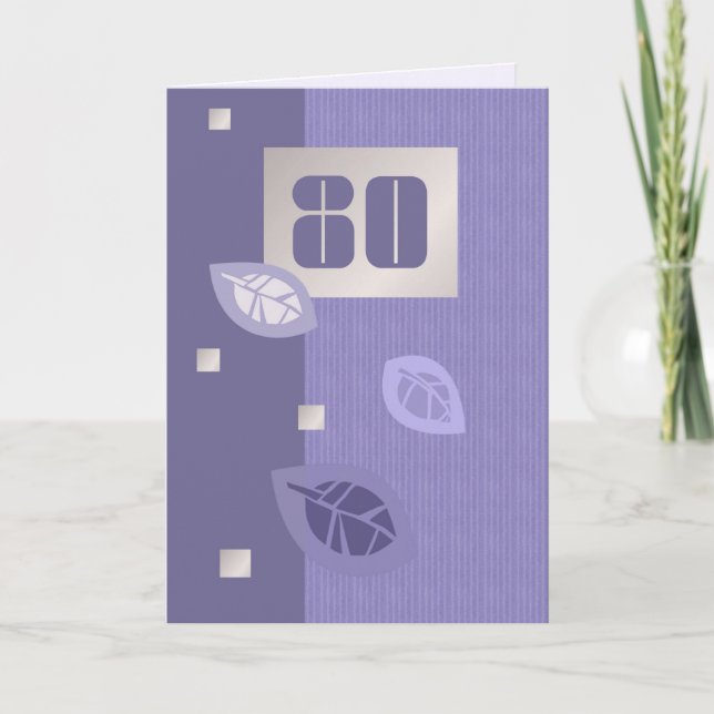 Cartão Feliz 80. Folhas Elegantes (Frente)