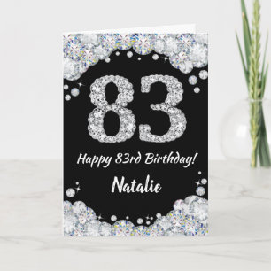 Cartão Feliz 83.º Aniversário - Placa Luminosa Preta e Pr