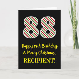 Cartão Feliz 88º aniversário e Feliz Natal, Nome Personal