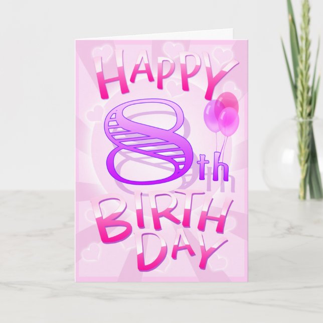 Cartão Feliz 8 de aniversário (Frente)