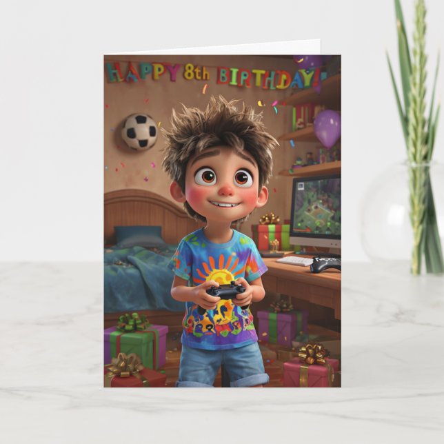 Cartão Feliz 8 de aniversário (Frente)