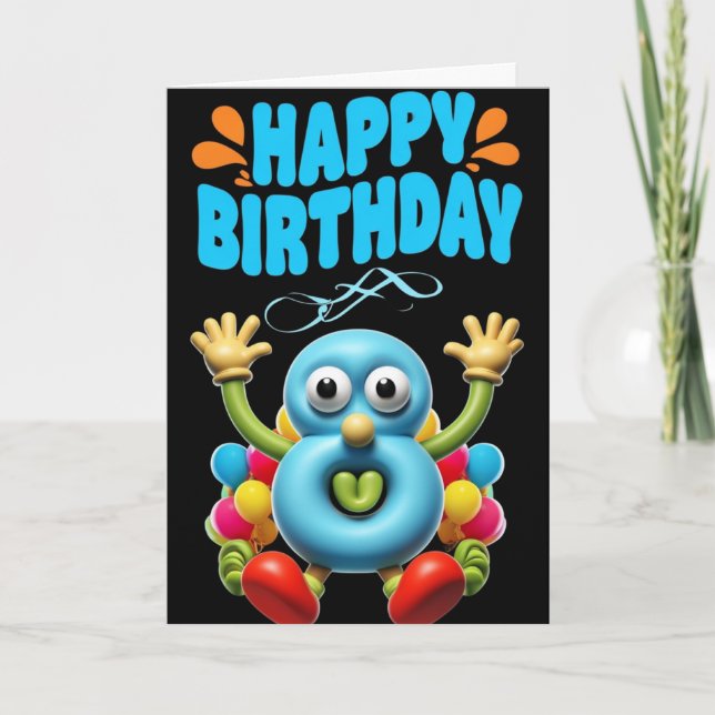 Cartão Feliz 8 de aniversário (Frente)