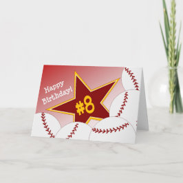 Cartão Feliz 8 de aniversário, Estrela de Softball!