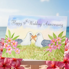 Cartão Feliz 9º Aniversário de Casamento Laysan Albatross