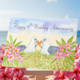 Cartão Feliz 9º Aniversário de Casamento Laysan Albatross