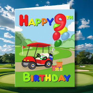 Cartão Feliz 9º Aniversário Red Boys Golf Card